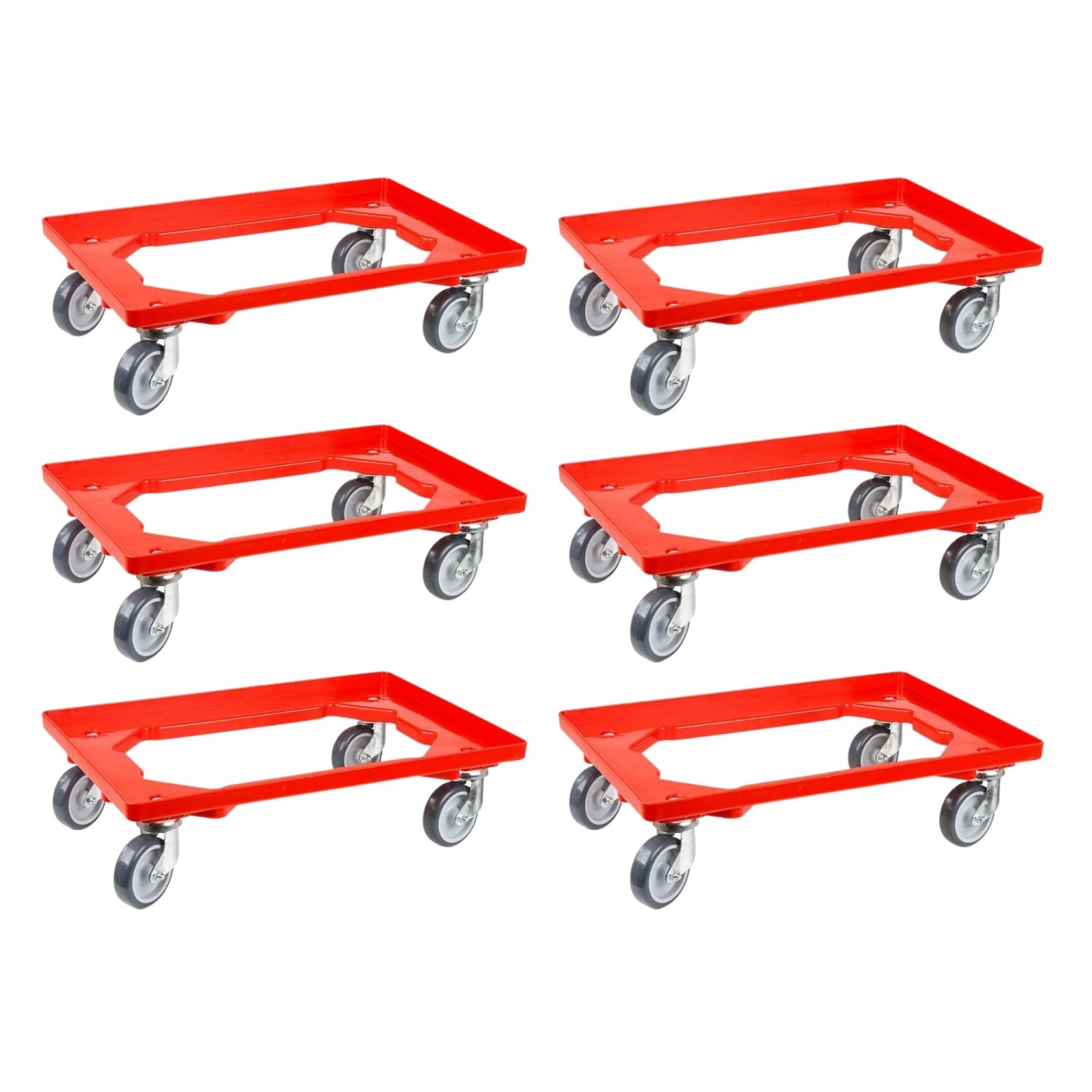 PROREGAL SparSet 6x Transportroller für Euroboxen 60 x 40 cm mit Gummiräder Rot Offenes Deck 2 Lenkrollen und 2 Bremsrollen Traglast 300 kg PROREGAL SparSet 6x Transportroller für Euroboxen 60 x 40 cm mit Gummiräder Rot Offenes Deck 2 Lenkrollen und 2 Bremsrollen Traglast 300 kg von PROREGAL