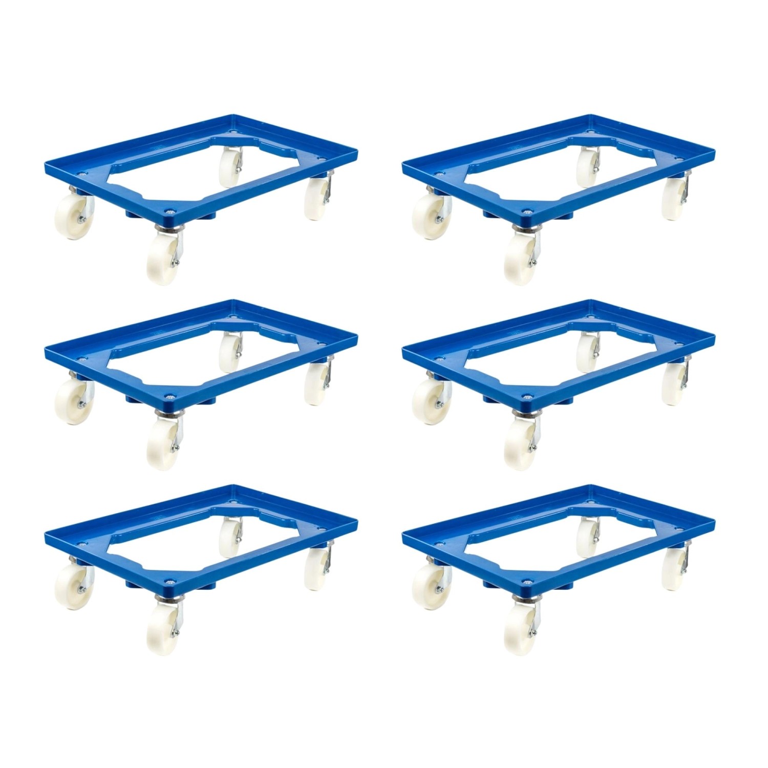 PROREGAL SparSet 6x Transportroller für Euroboxen 60 x 40 cm mit Kunststoffräder Blau Offenes Deck 2 Lenkrollen und 2 Bremsrollen Traglast 300 kg PROREGAL SparSet 6x Transportroller für Euroboxen 60 x 40 cm mit Kunststoffräder Blau Offenes Deck 2 Lenkrollen und 2 Bremsrollen Traglast 300 kg von PROREGAL