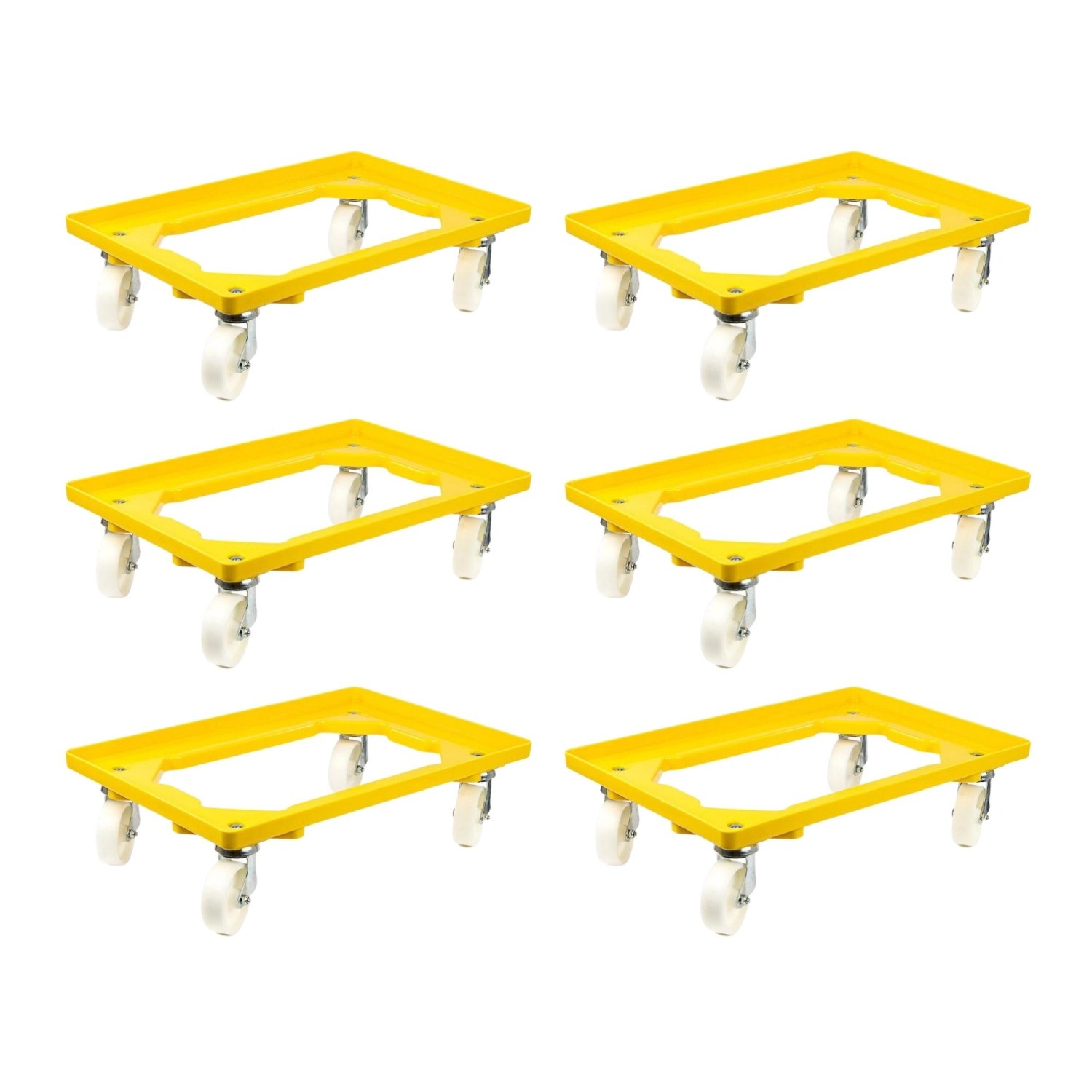 PROREGAL SparSet 6x Transportroller für Euroboxen 60 x 40 cm mit Kunststoffräder Gelb Offenes Deck 2 Lenkrollen und 2 Bremsrollen Traglast 300 kg PROREGAL SparSet 6x Transportroller für Euroboxen 60 x 40 cm mit Kunststoffräder Gelb Offenes Deck 2 Lenkrollen und 2 Bremsrollen Traglast 300 kg von PROREGAL