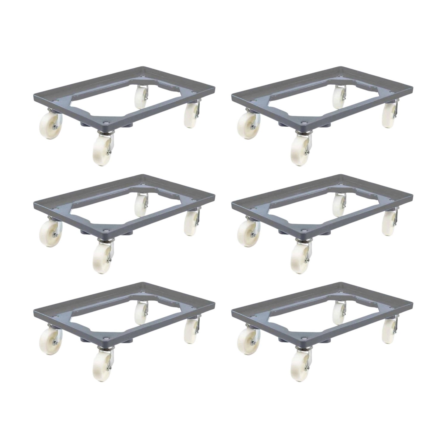 PROREGAL SparSet 6x Transportroller für Euroboxen 60 x 40 cm mit Kunststoffräder Grau Offenes Deck 2 Lenkrollen und 2 Bockrollen Traglast 300 kg PROREGAL SparSet 6x Transportroller für Euroboxen 60 x 40 cm mit Kunststoffräder Grau Offenes Deck 2 Lenkrollen und 2 Bockrollen Traglast 300 kg von PROREGAL