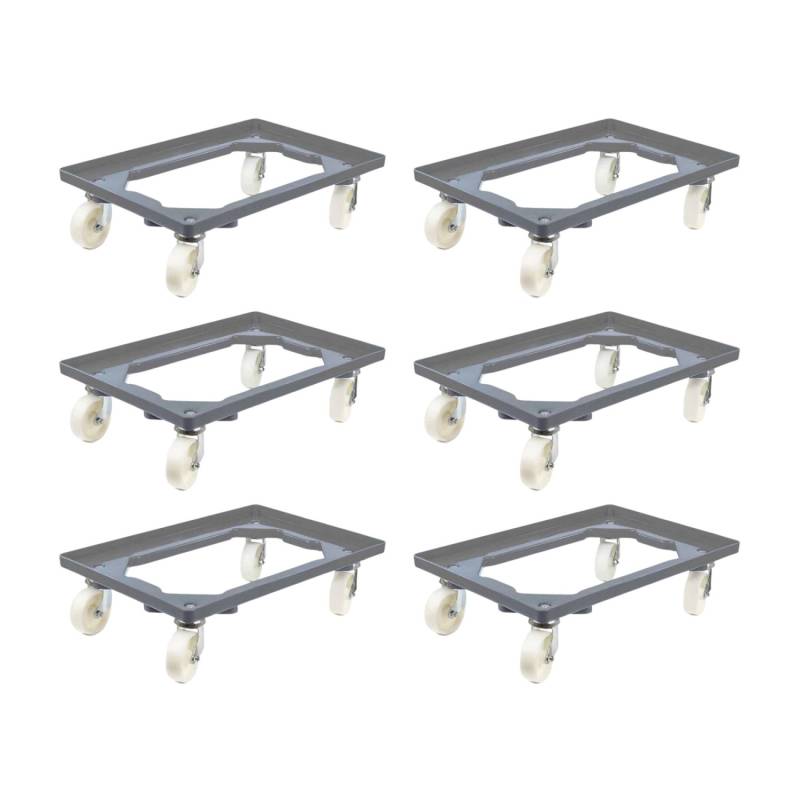 PROREGAL SparSet 6x Transportroller für Euroboxen 60 x 40 cm mit Kunststoffräder Grau Offenes Deck 4 Lenkrollen Traglast 300 kg PROREGAL SparSet 6x Transportroller für Euroboxen 60 x 40 cm mit Kunststoffräder Grau Offenes Deck 4 Lenkrollen Traglast 300 kg von PROREGAL