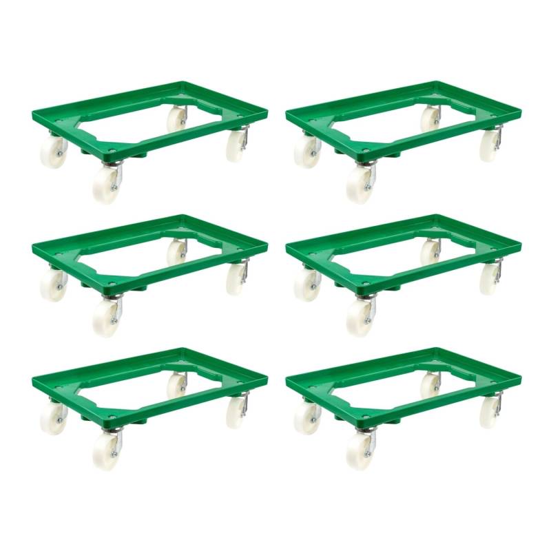 PROREGAL SparSet 6x Transportroller für Euroboxen 60 x 40 cm mit Kunststoffräder Grün Offenes Deck 2 Lenkrollen und 2 Bockrollen Traglast 300 kg PROREGAL SparSet 6x Transportroller für Euroboxen 60 x 40 cm mit Kunststoffräder Grün Offenes Deck 2 Lenkrollen und 2 Bockrollen Traglast 300 kg von PROREGAL