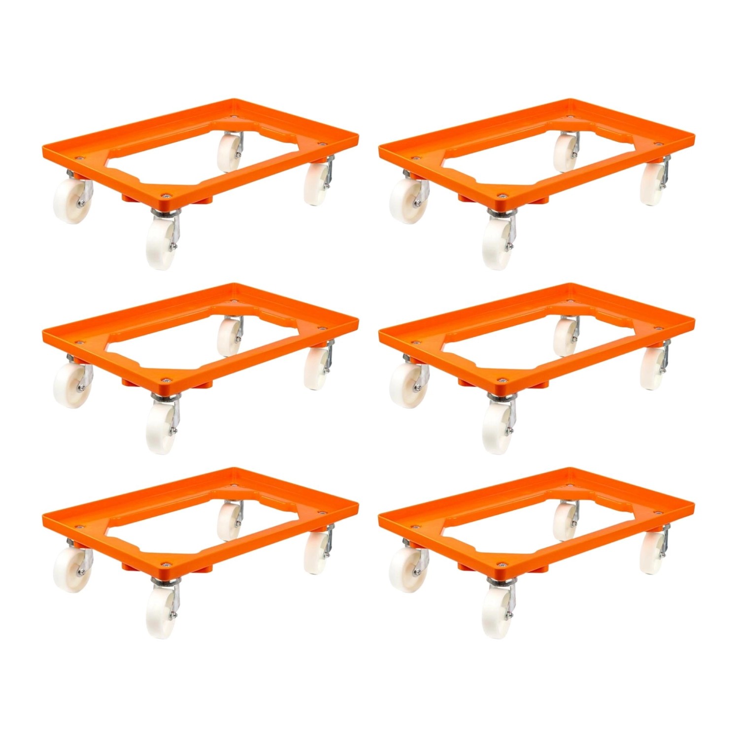 PROREGAL SparSet 6x Transportroller für Euroboxen 60 x 40 cm mit Kunststoffräder Orange Offenes Deck 2 Lenkrollen und 2 Bremsrollen Traglast 300 kg PROREGAL SparSet 6x Transportroller für Euroboxen 60 x 40 cm mit Kunststoffräder Orange Offenes Deck 2 Lenkrollen und 2 Bremsrollen Traglast 300 kg von PROREGAL