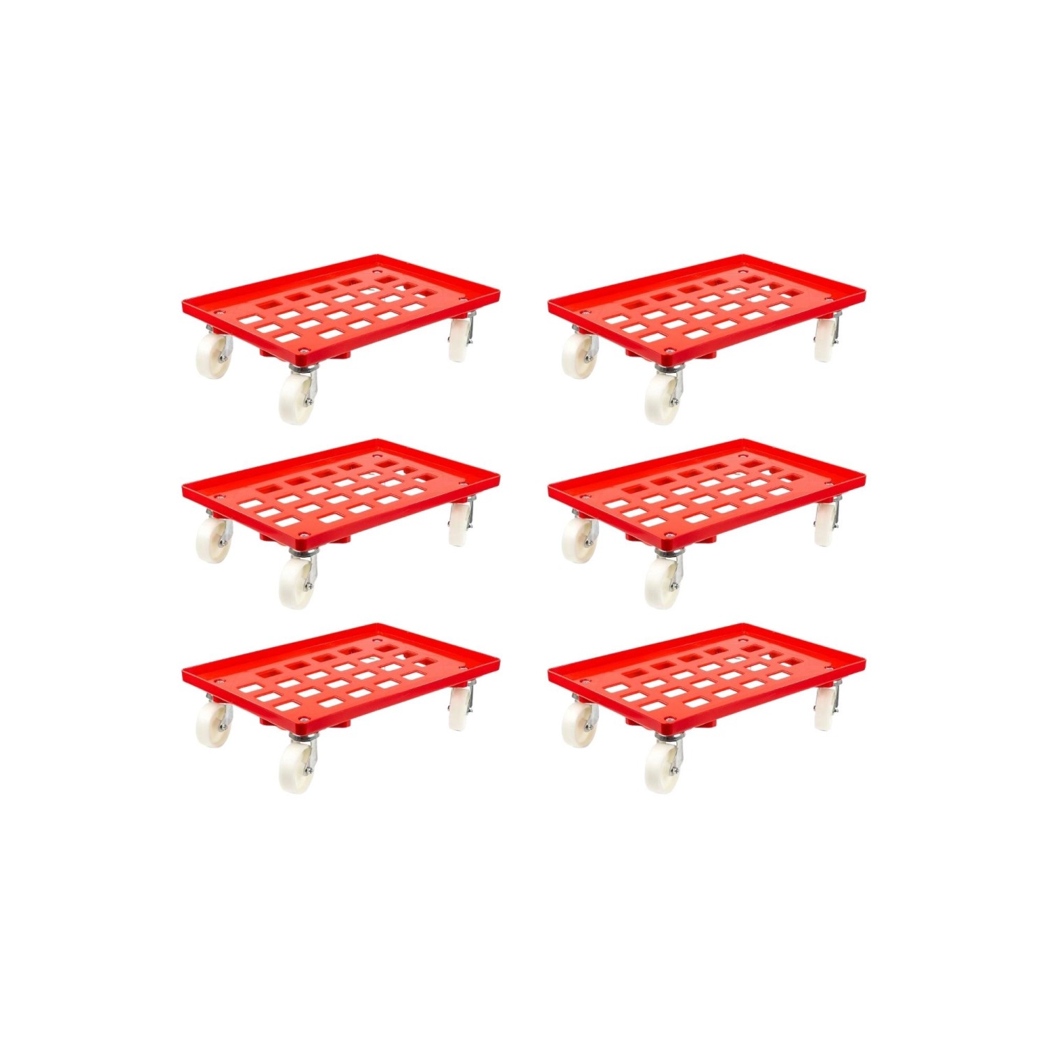 PROREGAL SparSet 6x Transportroller für Euroboxen 60 x 40 cm mit Kunststoffräder Rot Gitter/Rasterdeck 2 Lenkrollen und 2 Bockrollen Traglast 300 kg PROREGAL SparSet 6x Transportroller für Euroboxen 60 x 40 cm mit Kunststoffräder Rot Gitter/Rasterdeck 2 Lenkrollen und 2 Bockrollen Traglast 300 kg von PROREGAL