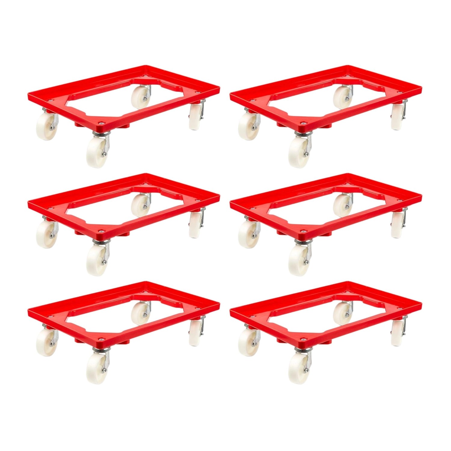 PROREGAL SparSet 6x Transportroller für Euroboxen 60 x 40 cm mit Kunststoffräder Rot Offenes Deck 2 Lenkrollen und 2 Bremsrollen Traglast 300 kg PROREGAL SparSet 6x Transportroller für Euroboxen 60 x 40 cm mit Kunststoffräder Rot Offenes Deck 2 Lenkrollen und 2 Bremsrollen Traglast 300 kg von PROREGAL