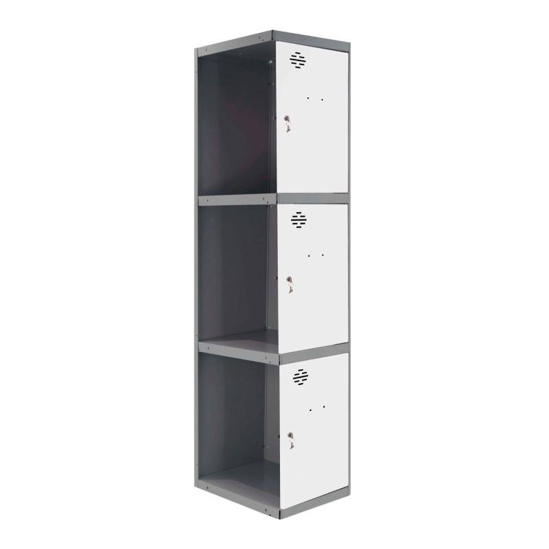 PROREGAL Spind AMEGO HxBxT 180 x 40 x 50 cm 3 Abteile Anbaumodul Anthrazit-Weiß Schließfach Garderobe von PROREGAL
