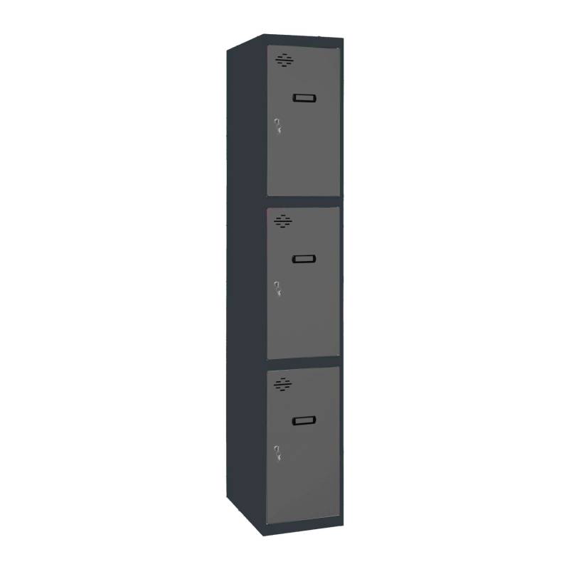 PROREGAL Spind AMEGO HxBxT 180 x 40 x 50 cm 3 Abteile Grundmodul Anthrazit-Anthrazit Schließfach Garderobe von PROREGAL