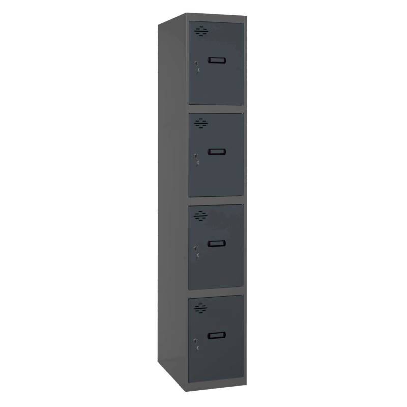 PROREGAL Spind AMEGO HxBxT 180 x 40 x 50 cm 4 Abteile Grundmodul Anthrazit-Anthrazit Schließfach Garderobe von PROREGAL