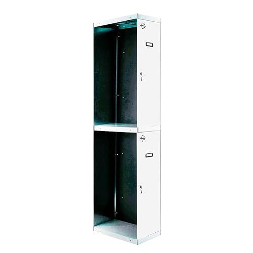 PROREGAL Spind AMEGO | HxBxT 180x30x50cm | 2 Abteile | Anbaumodul | Weiß-Weiß | Schließfach Garderobe von PROREGAL