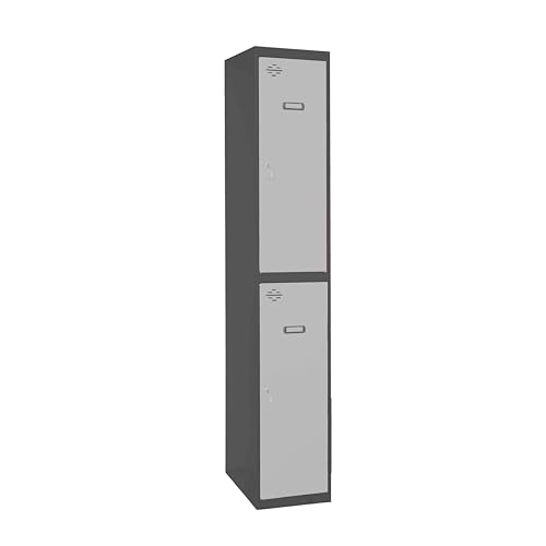 PROREGAL Spind AMEGO | HxBxT 180x30x50cm | 2 Abteile | Grundmodul | Anthrazit-Grau | Schließfach Garderobe von PROREGAL