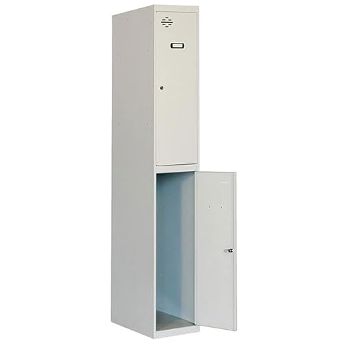 PROREGAL Spind AMEGO | HxBxT 180x30x50cm | 2 Abteile | Grundmodul | Grau-Grau | Schließfach Garderobe von PROREGAL
