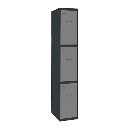 PROREGAL Spind AMEGO | HxBxT 180x30x50cm | 3 Abteile | Grundmodul | Anthrazit-Grau | Schließfach Garderobe von PROREGAL
