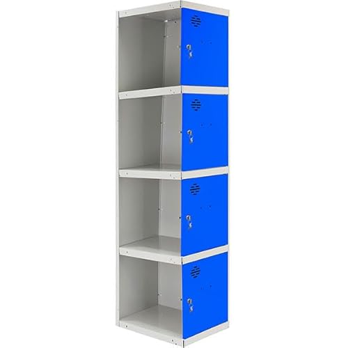 PROREGAL Spind AMEGO | HxBxT 180x30x50cm | 4 Abteile | Anbaumodul | Grau-Blau | Schließfach Garderobe von PROREGAL