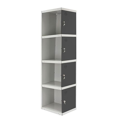 PROREGAL Spind AMEGO | HxBxT 180x30x50cm | 4 Abteile | Anbaumodul | Weiß-Anthrazit | Schließfach Garderobe von PROREGAL