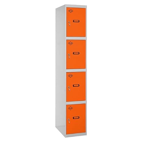 PROREGAL Spind AMEGO | HxBxT 180x30x50cm | 4 Abteile | Grundmodul | Grau-Orange | Schließfach Garderobe von PROREGAL