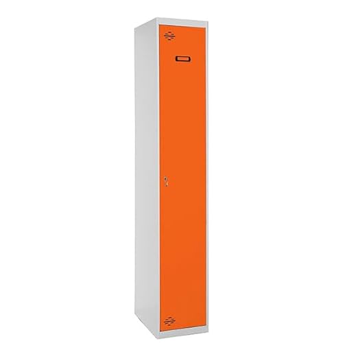 PROREGAL Spind AMEGO | HxBxT 180x40x50cm | 1 Abteil | Grundmodul | Grau-Orange | Schließfach Garderobe von PROREGAL