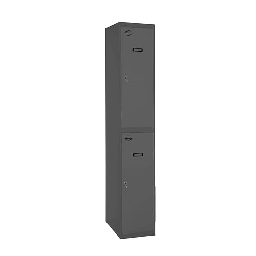 PROREGAL Spind AMEGO | HxBxT 180x40x50cm | 2 Abteile | Grundmodul | Anthrazit-Anthrazit | Schließfach Garderobe von PROREGAL