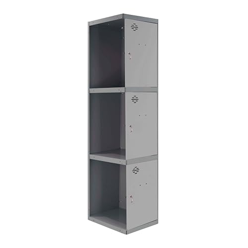PROREGAL Spind AMEGO | HxBxT 180x40x50cm | 3 Abteile | Anbaumodul | Anthrazit-Grau | Schließfach Garderobe von PROREGAL