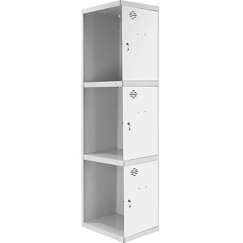 PROREGAL Spind AMEGO | HxBxT 180x40x50cm | 3 Abteile | Anbaumodul | Grau-Weiß | Schließfach Garderobe von PROREGAL