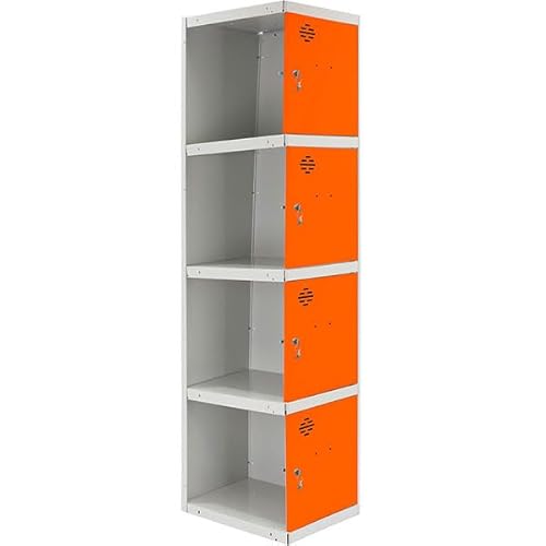 PROREGAL Spind AMEGO | HxBxT 180x40x50cm | 4 Abteile | Anbaumodul | Grau-Orange | Schließfach Garderobe von PROREGAL
