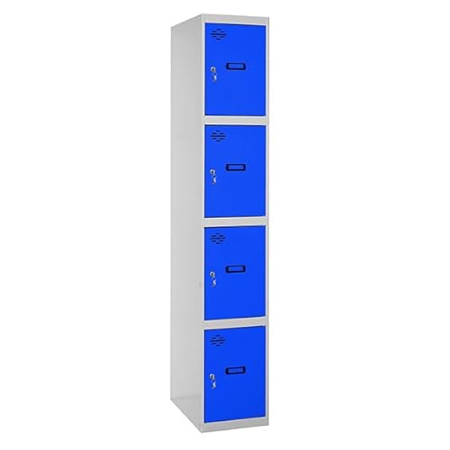 PROREGAL Spind AMEGO | HxBxT 180x40x50cm | 4 Abteile | Grundmodul | Grau-Blau | Schließfach Garderobe von PROREGAL
