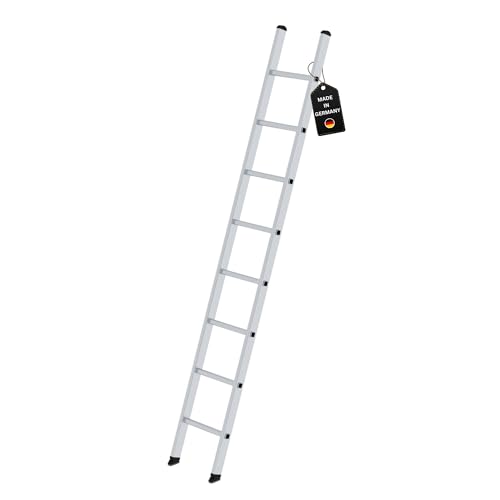 PROREGAL Sprossen-Anlegeleiter 350mm breit ohne Traverse | 8 Sprossen | Leiter, Teleskopleiter, Trittleiter, Bockleiter, Sprossen-Doppelleiter von PROREGAL