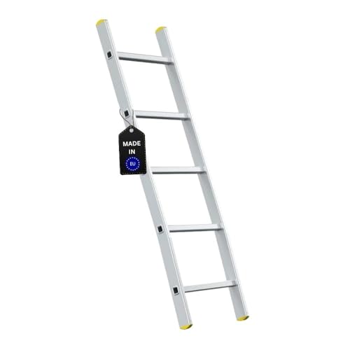 PROREGAL Sprossen-Anlegeleiter Atlas | ohne Traverse | 5 Sprossen | Arbeitshöhe 2,44m | Traglast 150kg | Alu Leiter Haushaltsleiter Arbeitsleiter Steigleiter von PROREGAL