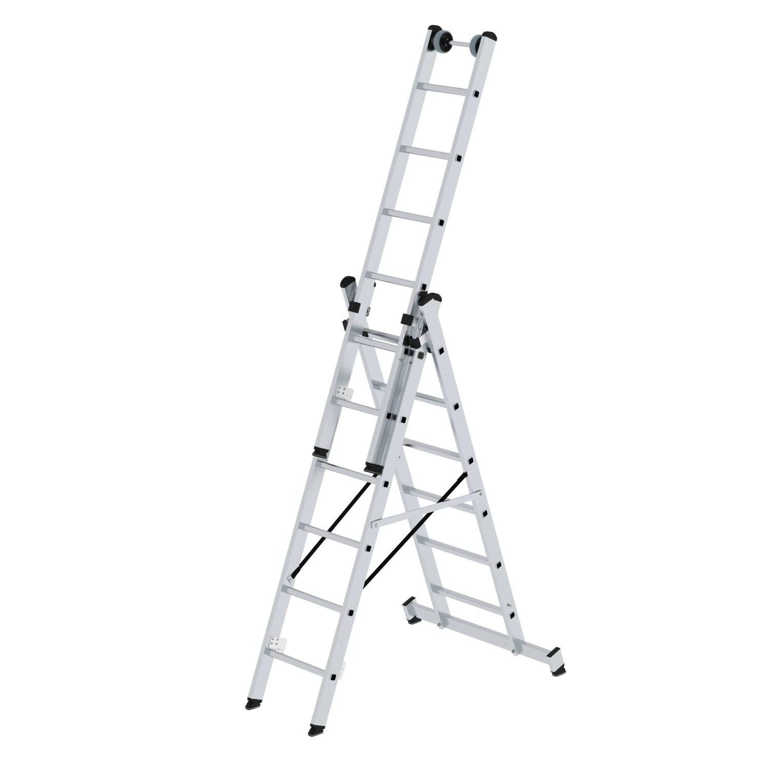 PROREGAL Sprossen-Mehrzweckleiter 3-Teilig mit Traverse und Wandlaufrollen 3 x 6 Sprossen PROREGAL Sprossen-Mehrzweckleiter 3-Teilig mit Traverse und Wandlaufrollen 3 x 6 Sprossen von PROREGAL