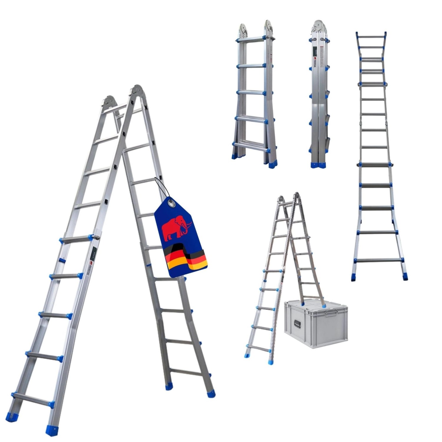 PROREGAL Sprossen-Mehrzweckleiter APOLLO 3-In-1 Aluminiumleiter 4x5 Sprossen Bis Zu 5 M Höhe 150 kg Traglast Silber Klappleiter Stehleiter PROREGAL Sprossen-Mehrzweckleiter APOLLO 3-In-1 Aluminiumleiter 4x5 Sprossen Bis Zu 5 M Höhe 150 kg Traglast Silber Klappleiter Stehleiter von PROREGAL