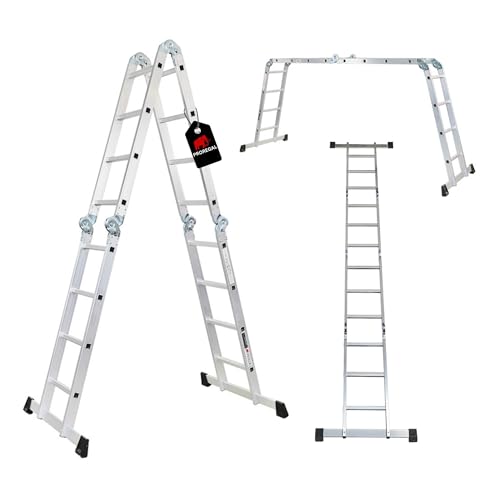 PROREGAL Sprossen-Mehrzweckleiter MULTISTEP, Gerüstplattform 4-teilig Aluminium 4x4 Sprossen 4,6 m Höhe Traglast 150k g Arbeitsgerüst Stehleiter Anlegeleiter PROREGAL Sprossen-Mehrzweckleiter MULTISTEP, Gerüstplattform 4-teilig Aluminium 4x4 Sprossen 4,6 m Höhe Traglast 150k g Arbeitsgerüst Stehleiter Anlegeleiter von PROREGAL