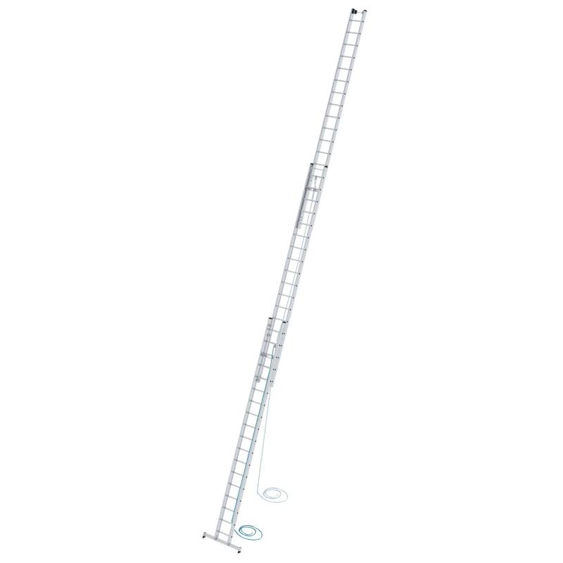 PROREGAL Sprossen-Seilzugleiter 3-Teilig mit Traverse 3 x 18 Sprossen von PROREGAL