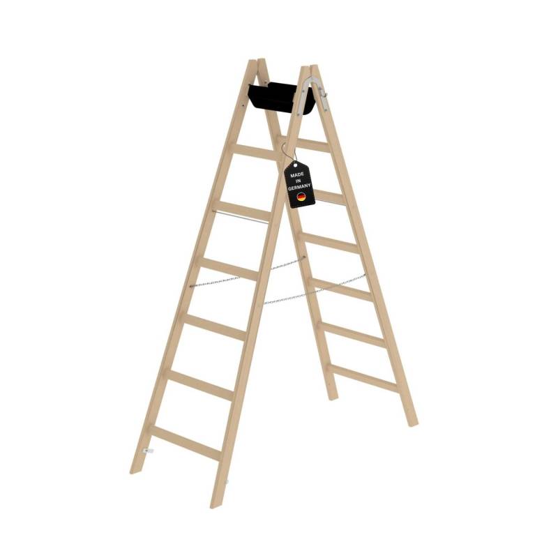 PROREGAL Sprossen-Stehleiter Holz 2 x 7 Sprossen von PROREGAL