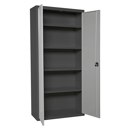 PROREGAL Stahlschrank AMEGO | HxBxT 180x100x40cm | 4X Fachboden | Grau-Anthrazit | Metallschrank Flügeltürenschrank PROREGAL Stahlschrank AMEGO | HxBxT 180x100x40cm | 4X Fachboden | Grau-Anthrazit | Metallschrank Flügeltürenschrank von PROREGAL