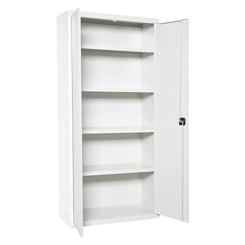 PROREGAL Stahlschrank AMEGO | HxBxT 180x100x40cm | 4X Fachboden | Weiß-Weiß | Metallschrank Flügeltürenschrank PROREGAL Stahlschrank AMEGO | HxBxT 180x100x40cm | 4X Fachboden | Weiß-Weiß | Metallschrank Flügeltürenschrank von PROREGAL