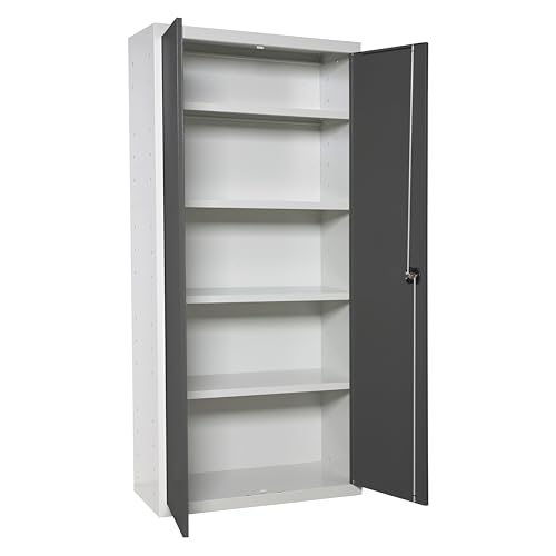 PROREGAL Stahlschrank AMEGO | HxBxT 180x60x40cm | 4X Fachboden | Anthrazit-Weiß | Metallschrank Flügeltürenschrank von PROREGAL