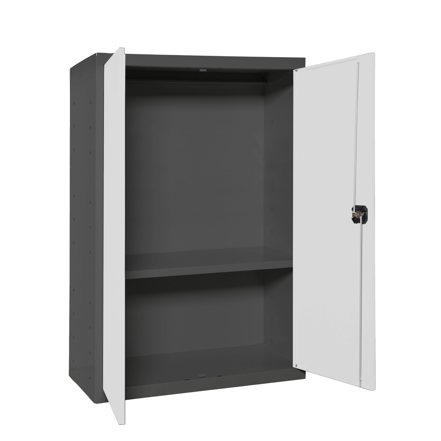 PROREGAL Stahlschrank AMEGO HxBxT 90 x 80 x 40 cm 1x Fachboden Weiß-Anthrazit Metallschrank Flügeltürenschrank von PROREGAL