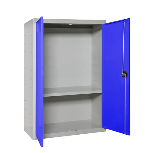PROREGAL Stahlschrank AMEGO | HxBxT 90x80x40cm | 1x Fachboden | Blau-Grau | Metallschrank Flügeltürenschrank PROREGAL Stahlschrank AMEGO | HxBxT 90x80x40cm | 1x Fachboden | Blau-Grau | Metallschrank Flügeltürenschrank von PROREGAL