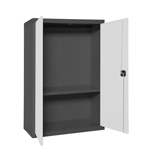 PROREGAL Stahlschrank AMEGO | HxBxT 90x80x40cm | 1x Fachboden | Weiß-Anthrazit | Metallschrank Flügeltürenschrank PROREGAL Stahlschrank AMEGO | HxBxT 90x80x40cm | 1x Fachboden | Weiß-Anthrazit | Metallschrank Flügeltürenschrank von PROREGAL