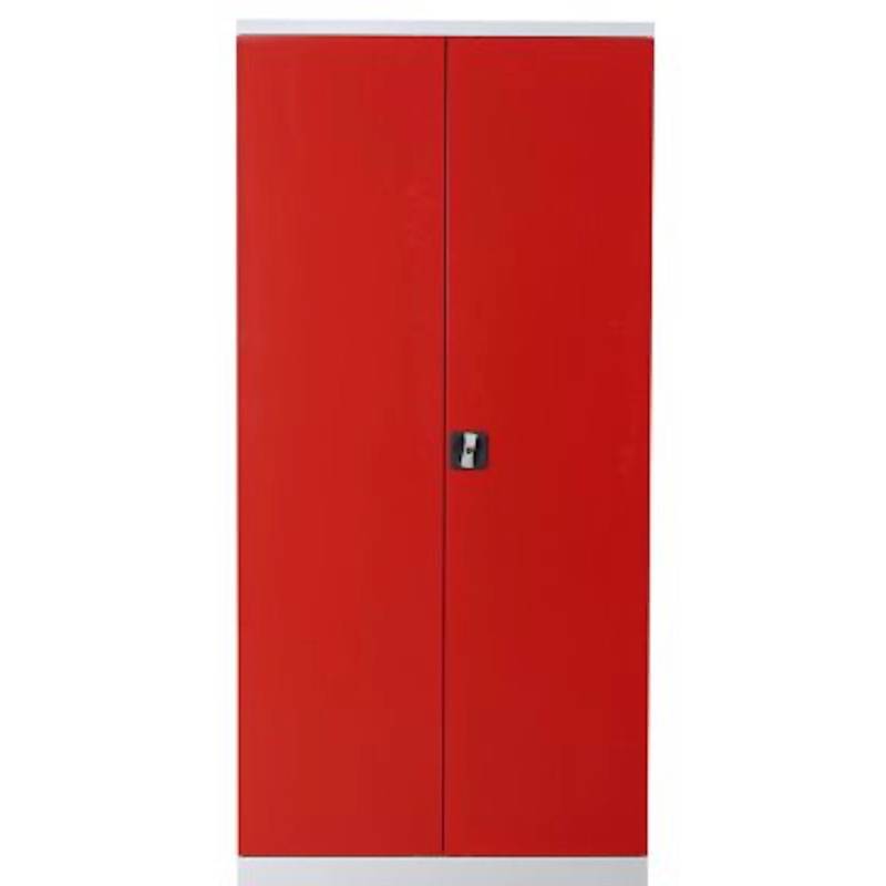 PROREGAL Stahlschrank Bee 4 Fachböden HxBxT 195 x 92 x 42 cm Pulverbeschichtetes Fachbodenmaterial Weiß & Rot von PROREGAL
