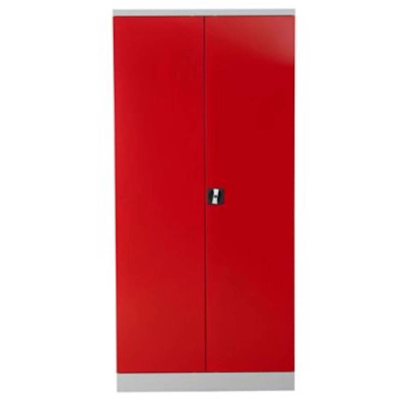 PROREGAL Stahlschrank Bee 4 Fachböden HxBxT 195 x 92 x 50 cm Verzinktes & Verstärktes Fachbodenmaterial Grau & Rot von PROREGAL