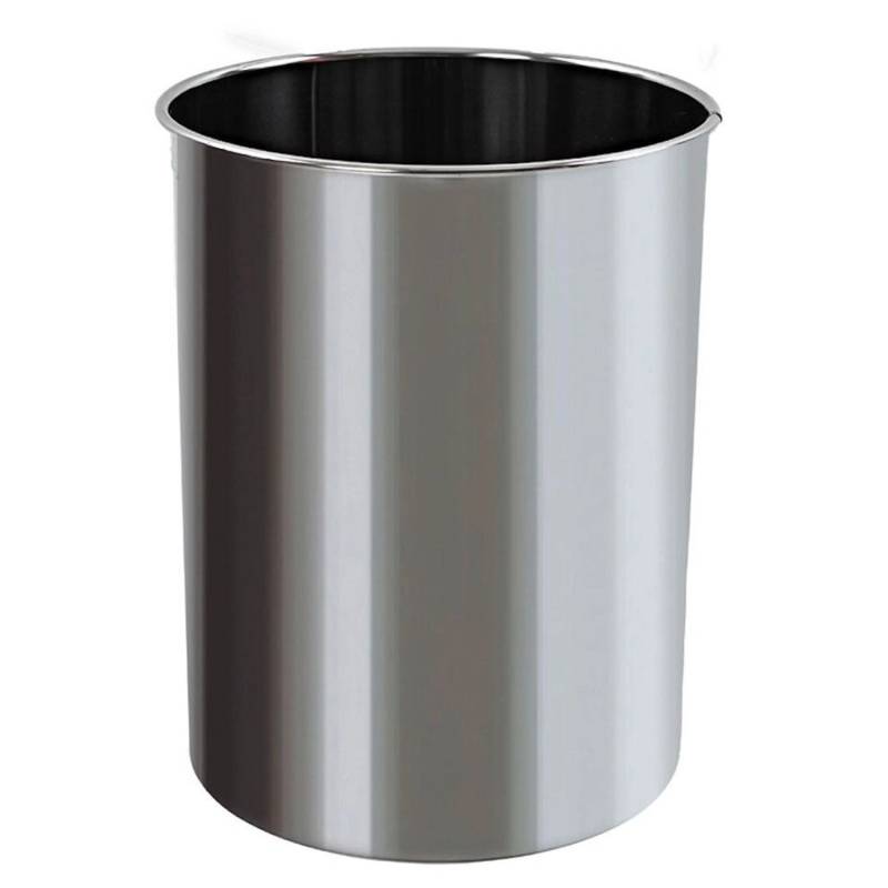 PROREGAL Stillvoller Runder Metall Papierkorb 15 Liter HxØ 30,5 x 25,5 cm Edelstahl von PROREGAL