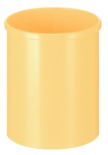 PROREGAL Stillvoller runder Metall Papierkorb | 15 Liter, HxØ 30,5x25,5cm | Gelb von PROREGAL