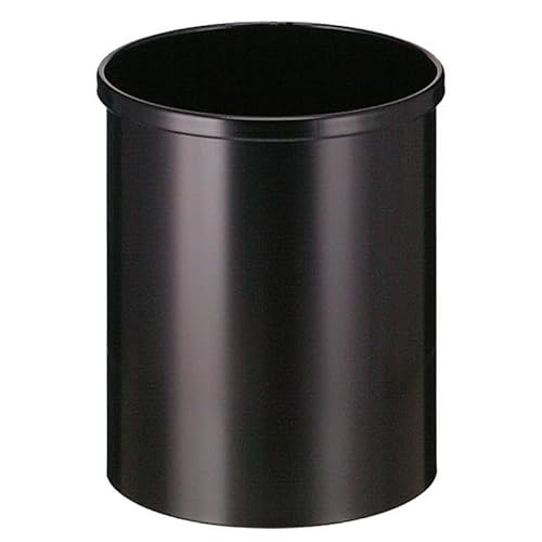 PROREGAL Stillvoller runder Metall Papierkorb | 15 Liter, HxØ 30,5x25,5cm | Schwarz von PROREGAL