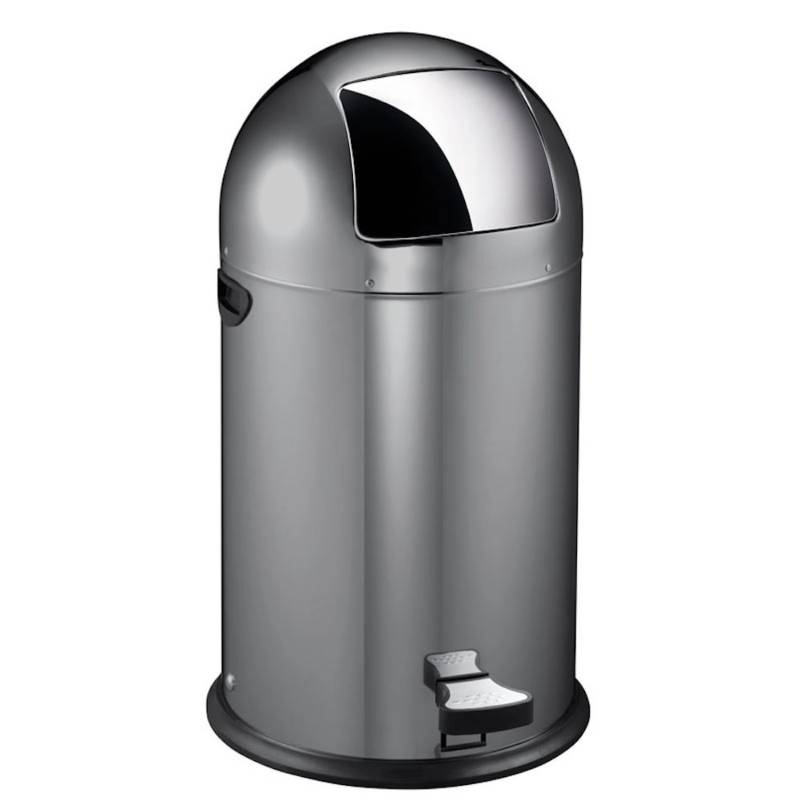 PROREGAL Stilvoller Eleganter Abfalleimer Mit Starkem Fußpedal und Verzinktem Inneneimer 33 Liter HxØ 70 x 35 cm Grau von PROREGAL