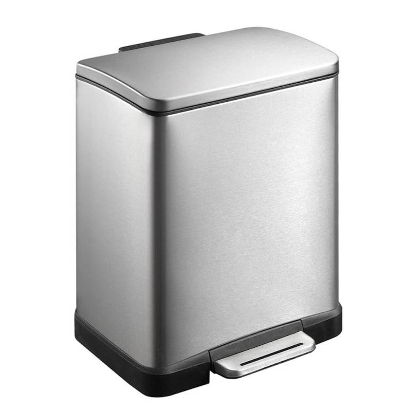 PROREGAL Stilvoller Rechteckiger Treteimer Mit Extra Breitem Pedal 19 Liter HxBxT 44,6 x 36,6 x 31,9 cm 2 Inneneimer Aus Kunststoff Edelstahl & Silber von PROREGAL