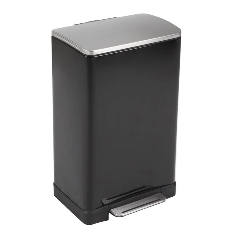 PROREGAL Stilvoller Rechteckiger Treteimer Mit Extra Breitem Pedal 40 Liter HxBxT 65 x 40,3 x 34,5 cm Schwarz Deckel Edelstahl von PROREGAL