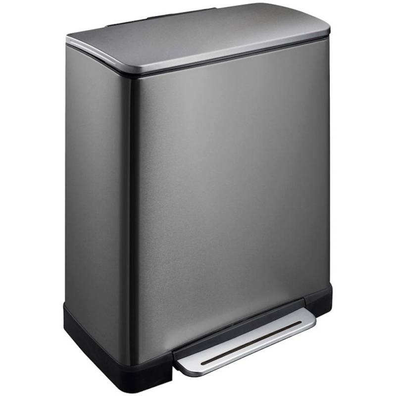 PROREGAL Stilvoller Rechteckiger Treteimer Mit Extra Breitem Pedal 46 Liter HxBxT 65 x 50 x 34,5 cm 2 Inneneimer Aus Kunststoff Schwarz von PROREGAL
