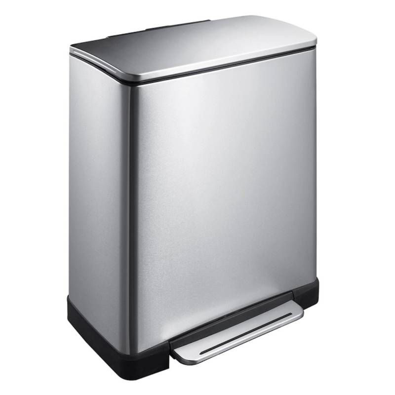 PROREGAL Stilvoller Rechteckiger Treteimer Mit Extra Breitem Pedal 50 Liter HxBxT 65 x 50 x 34,5 cm Edelstahl & Silber von PROREGAL