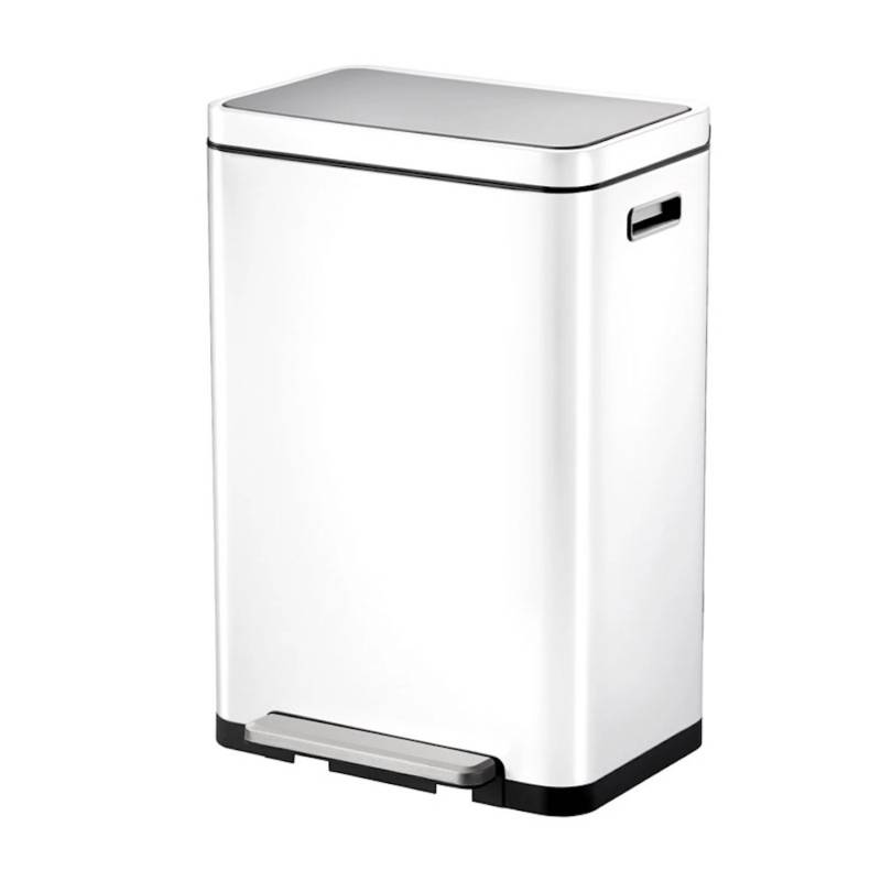 PROREGAL Stilvoller Rechteckiger Treteimer Mit Extra Breitem Pedal & Gedämpften Stay Open Deckel HxBxT 65,2 x 43,3 x 33,4 cm 20 & 20 Liter Weiß von PROREGAL