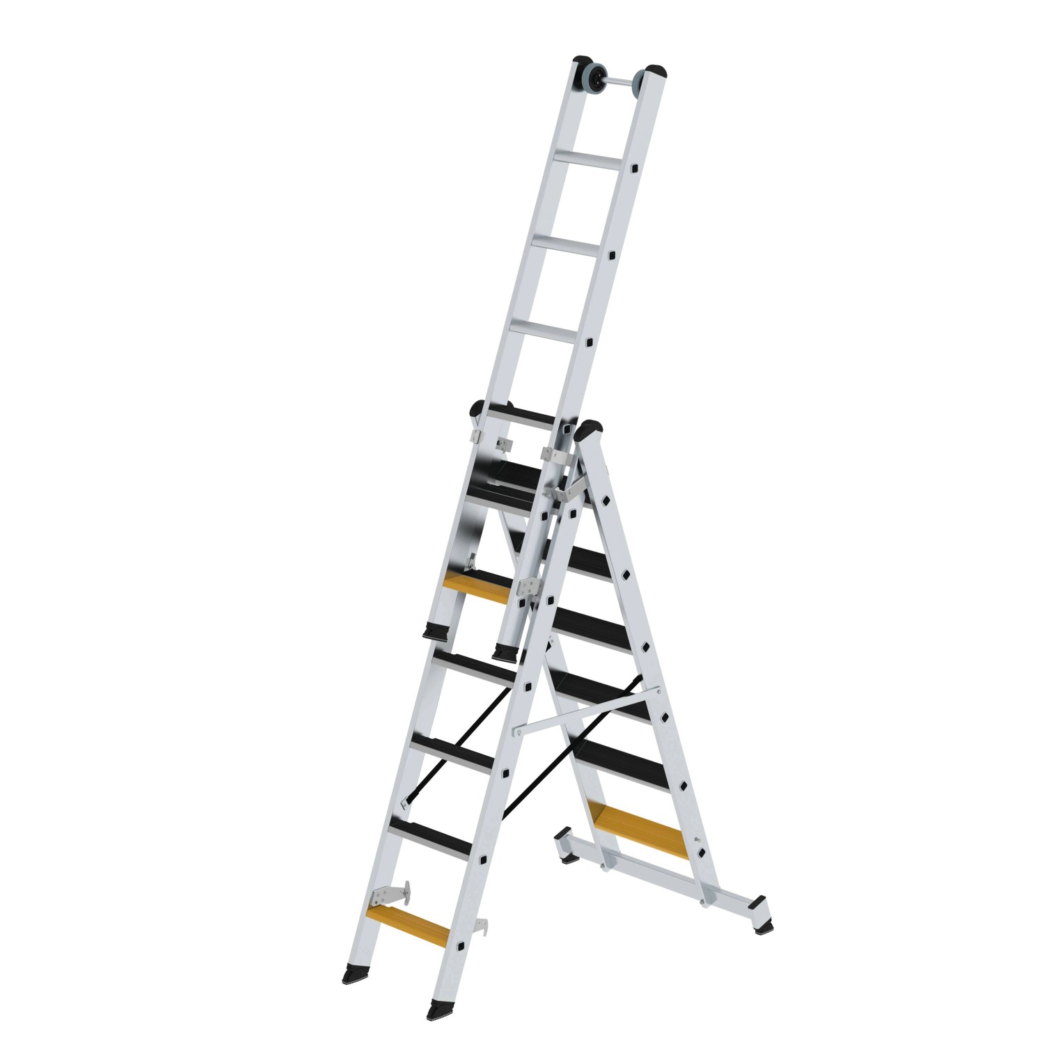 PROREGAL Stufen-Mehrzweckleiter 3-Teilig mit Traverse und Clip-Step R13 3 x 6 Stufen PROREGAL Stufen-Mehrzweckleiter 3-Teilig mit Traverse und Clip-Step R13 3 x 6 Stufen von PROREGAL